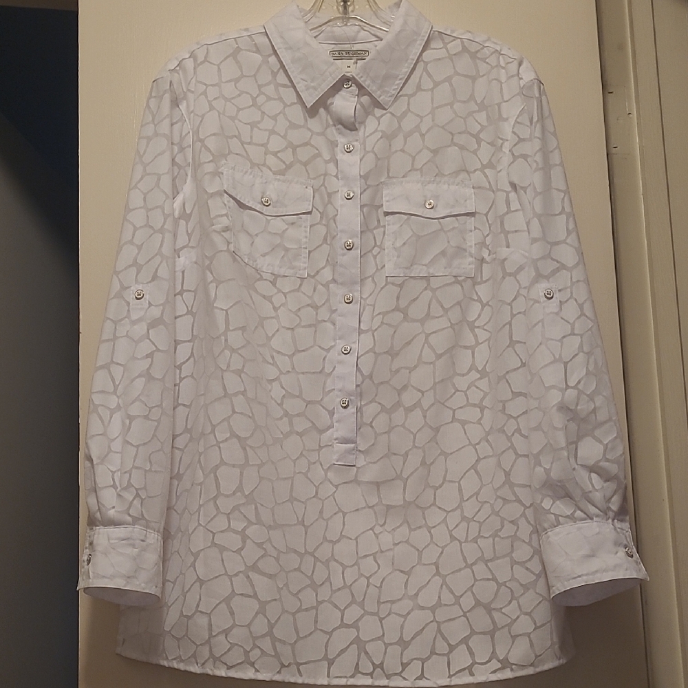 Dana Buchman White Textured Women's Blouse